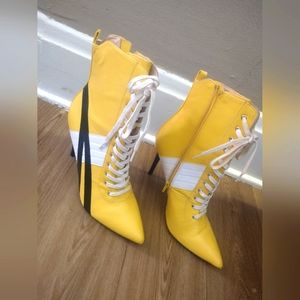 Yellow Lace up Boots